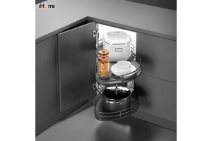 Ihome Kitchen Cabinet Blind Corner Pull Out Organizer 2 Tiers Swing Tray Soft Close Revolving Basket Drawer Accessories