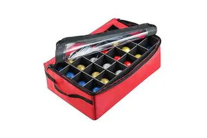Holiday Red Customized Multipurpos Home Decorative Foldable Cube Fabric Organizer Christmas Ornament Storage Box With Lid
