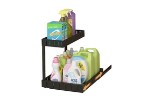 Hot Selling 2 Tier Carbon Steel Kitchen Sliding Drawer Pull Out Cabinet Organizer Under Sink Organizer