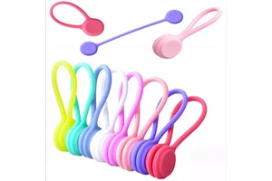 Magnet Silicone Wire Organizer Silicone Storage Strap for Earphone Cables Silicone Cable Ties Cord Winder Magnetic Cable Clips