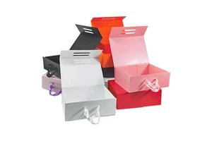Customized logo Luxury Recyclable Ribbon Box Backpack Shoes Clothing Storage Cardboard Magnetic Folding Gift Box