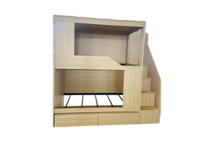 Custom Full Size Furniture Bunk Bed Steel Single Double Decker Bed Bottom Cabinet Youth Hostel Bunk Bed