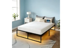 Durable Black Steel Bed Frame, Space-Saving Under Bed Storage, Modern Minimalist Design for Bedroom