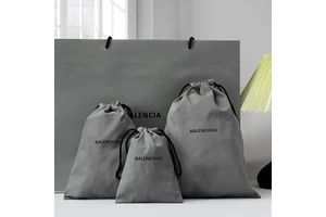 Luxury Brand Eco-Friendly Storage Packing Handbag Soft Garment Dustproof Grey Canvas Gift Recycled Cotton Drawstring Dust Bag