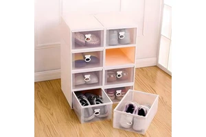 Customized Detachable Folding Extendable Shoe Cabinet Transparent PP Material Dust-Free Rectangular Shape Efficient Shoe
