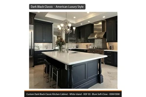 American Wood Storage Kitchen Cabinet Island Custom White and Blue Modular Complete Kitchen Cabinet Set Shaker Cupboard Refor