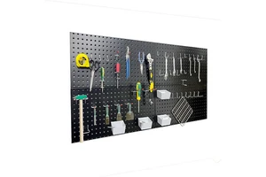 On Sale 1/4 Inch Size Hole Black Hanging Board Wall Mounting Pegboard Garage Tool Storage Peg Board Metal Holder Pegboard