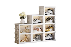 Factory Customize Foldable Shoe Organizer Box AJ Display Case Magnetic Clear Door Moisture-proof Sneaker Storage Box For Home