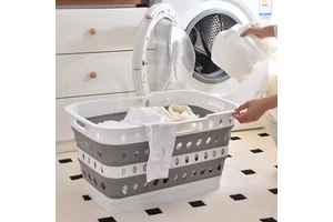 Foldable Laundry Basket With Stand Large Capacity Dirty Clothes Storage Bin Space Saving Plastic Hamper For Home & Bathroom