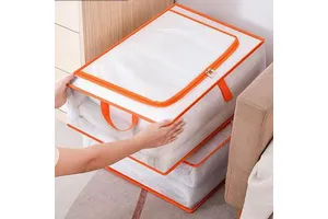 Transparent Wardrobe PVC Clothing Storage Organizer Closet Clothes Toy Box Underbed Bags Collapsible Bedding Quilt Storage Bag