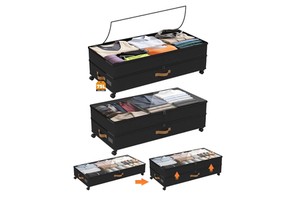 75L Under the Bed Storage Containers Large Adjustable Under Bed Storage with Wheels Rolling for Shoes Clothes Blankets
