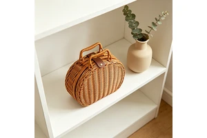 Half Round Hot Sale High Quality Hand Woven Plastic Storage Basket for Gift Packaging Suitcase Bag