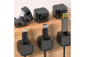 Adjustable Cord Keepers Wall Mounted Bathroom Wire Holder Organizer with Strong Adhesive and Magnetic Clips for Cable Management