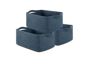 Maxuni 3-Pack Lightweight Eco-Friendly Durable Rustic Style Storage Baskets | Woven Cotton Rope Handles | Bathroom Toy Gift