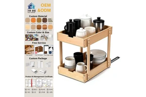 Modern Under Cabinet Kitchen Organizer with Wood Drawer Shelf Pull Out Pots Pans Pantry for Living Room Bathroom Home Furniture