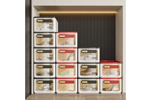 Dustproof & Moistureproof PET/PP Material Stackable Storage Space-saving Shoe Storage Box