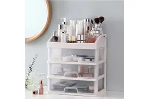 Desktop Multi-layer Drawer-style Storage Cabinet Plastic Makeup Table Storage Box for Lipstick & Skincare Products