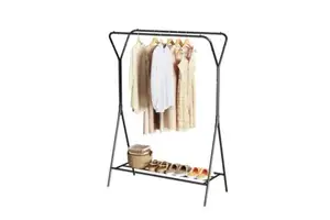 Durable Metal Double Tier Coat Rack for Living Room Modern Storage with Towel and Coat Organizer