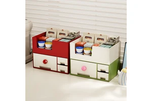 Cosmetic Double Tier Multi-functional ABS Plastic Desktop Storage Box Organizer for Skincare and Lipstick