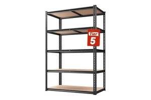 Heavy-Duty 1800MM Galvanized Steel Corner Rack 5-Tier MDF Board Metal Shelving Boltless Rivet Garage Home Storage Shelves