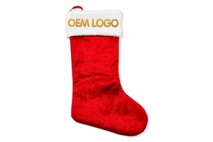 Wholesale Personalized Logo Custom Design Promotion Luxury Velvet Christmas Stockings For Embroidery