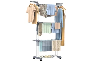 3 Layer Foldable Stand Clothes Drying Hanger Dryer Storage Holders Rack Organizer