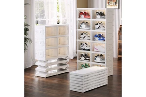 2025 New Modern PP Transparent Foldable Portable Space-Saving Easy Assemble Shoe Cabinet No-Installation Required Living Room