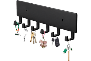 Modern Wall Mounted Entryway Organizer with 6 7 8 Hooks | Carbon Steel Key Rack Coat Hook Hat Holder for Home Office Kitchen