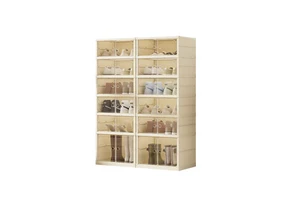 Folding Shoe Cabinet No Assembly Required Transparent Multi-Layer Luxury Ground-level Shoes Sneakers Gadgets Storage Box