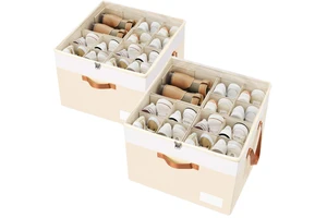 Shoe Storage Box Organizer with Handle Clear Lid Waterproof Storage Cube Compartments