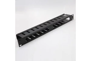Thickened 1U 19" Metal 12-Slot Horizontal Cable Manager Rack Mount Wire Organizer with Cover for Network Server Cabinet