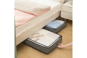 90L Square Foldable Non-woven Bed Storage Bin Underbed Closet Organizer Storage Box for Clothing 10kg