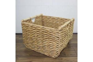 Top Ranking Laundry Storage Woven Storage Basket Storage Basket Rectangular Woven Organizer with Wooden Handles