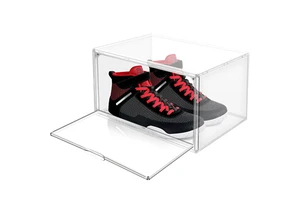 DAYOOH 36*27*20.5cm Multi-functional Sneaker Display Box Side Open Clear Shoe Organizer Stackable Foldable Plastic Shoe Box