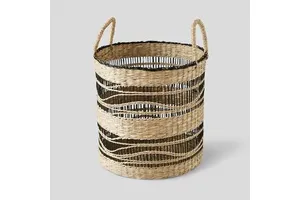 Best Price Eco-Friendly Handwoven Boho Seagrass Storage Basket Customizable OEM Designs Rectangle Shape Factory Direct HNH Craft