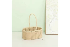 Horizontal Woven Small Oval Flower Basket For Flower Arrangement - Ideal For Valentine's Day Mother's Day Or As A Gift For Girl
