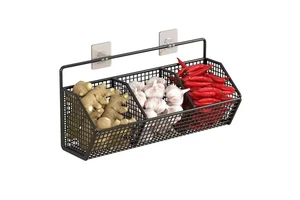 Best Seller Wall-Mounted No-drilling Vegetavles Fruits and Melons Spice Rack Hanging Kitchen Storage Shelf