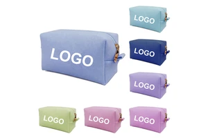 MOQ 100PCS Wholesale Bulk Knitted Cosmetic Bags Custom Logo Color Makeup Pouch Travel Organizer Fast Shipping