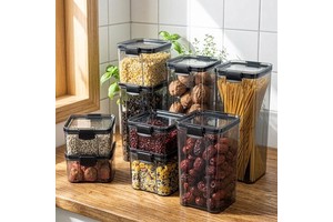 High Quality PET Stackable Space Saving Clear Plastic Kitchen Canisters For Kitchen Pantry Organization Modular Storage Solution