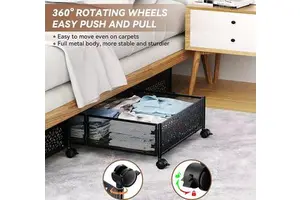 Metal Under Bed Storage With Wheels Storage Bins for Bedroom Rolling Under the Bed Clothes Shoe Storage Container