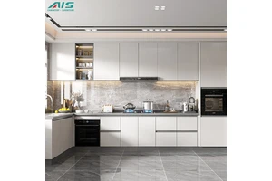 AIS Free Design Modern Custom Luxury Grey Aluminium Pvc Cuisine Kitchen Cabinet Ready To Assemble Furniture Set Kitchen Cupboard
