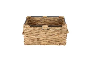 Hand-Woven Seagrass & Water Hyacinth Storage Box with Handle Eco-Friendly Hanging Design for Cosmetics Stationery More