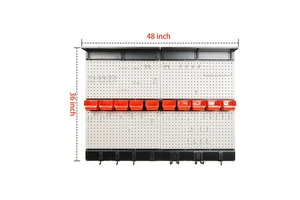 Wall Mount Steel Power Tool Storage Rack with Tool Shelf and Hooks Customizable Size