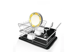 Hot Selling 2-Layer Stainless Steel Wire Rack Steel Storage Shelves Kitchenware Accessories Dish Rack Double Manufacturer Direct