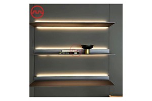 Aluminum Extrusion Decorative Display Storage Wall Hanging Shelves With Led Lighted Metal Storage Racks