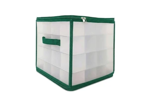 Clear Christmas Ornament Storage Cube Flat-Pack Zippered Organizer