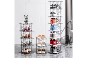 New Nordic Style Simple Shoe Stand Multifunctional Stackable Foldable Shoe Storage Rack DIY Plastic Shoe Display Cabinet