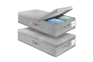 Large Under Bed Storage Container Clothes with 3 Handles Stackable Drawer Organizer for Blanket Clothes