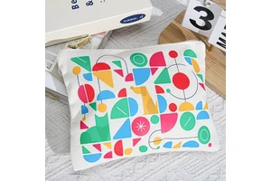 Hot Sale Custom Logo Printed Cotton Canvas Makeup Bag With Zipper Organic Storage Soild Canvas Toys Pencil Cosmetic Pouch