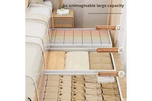 Under-Bed Classic Square Moisture-Proof Drawer-Type Storage Box with Over 35L Capacity Quilt Organizer